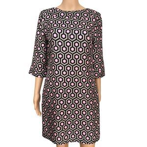 Skirtin Around 100% silk shift dress geometric print size 4 lined